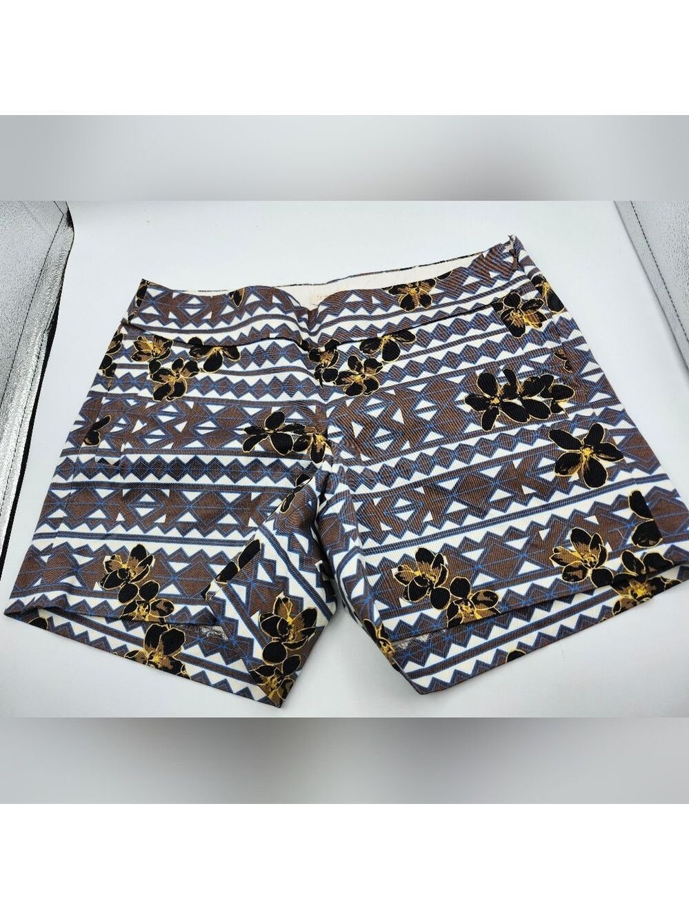 J. Crew Floral High Waist Shorts - Brown and Gold